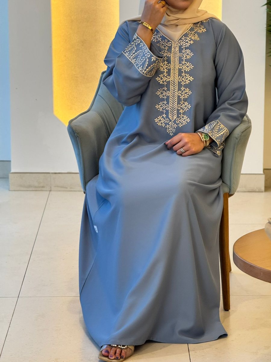 جلابية سماوي سادة