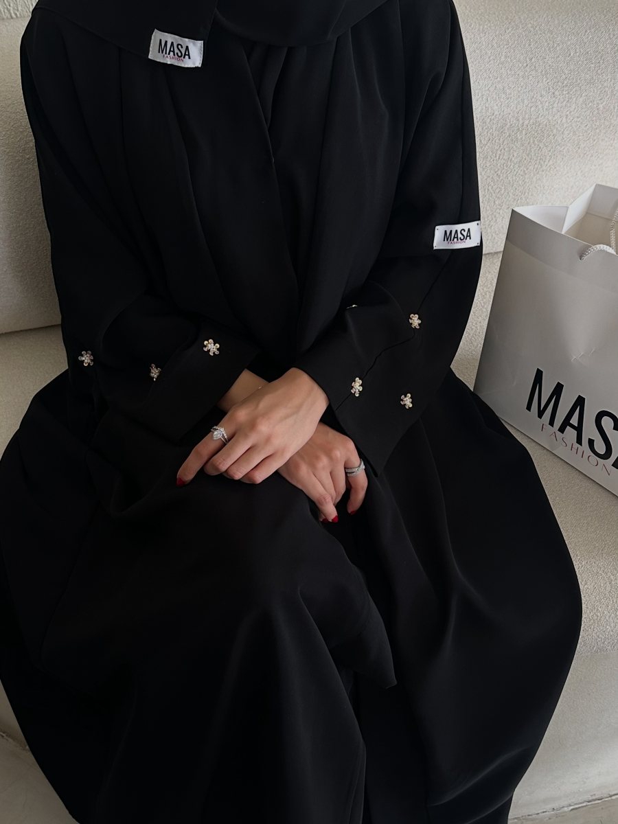 Abaya with hand beaded sleeves