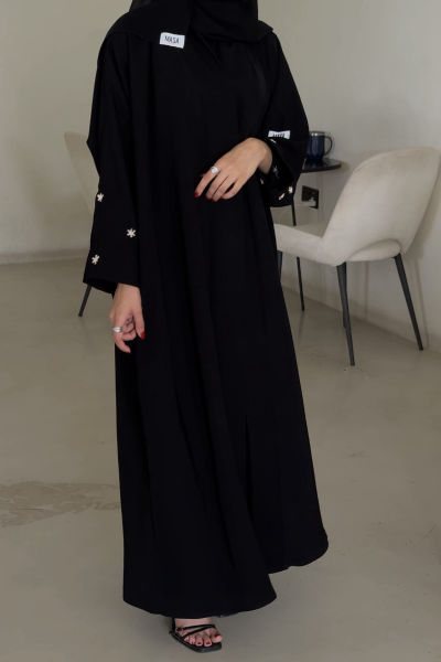 Abaya with hand beaded sleeves